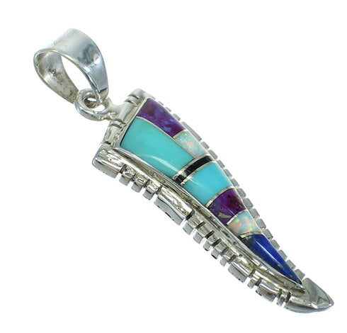 Multicolor Inlay And Sterling Silver Southwest Slide Pendant WX63740