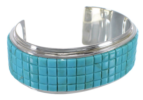 Southwest Authentic Sterling Silver Turquoise Cuff Bracelet VX63709