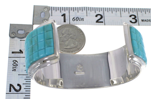 Southwest Authentic Sterling Silver Turquoise Cuff Bracelet VX63709