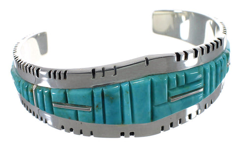 Authentic Sterling Silver Turquoise Sturdy Cuff Bracelet VX63739