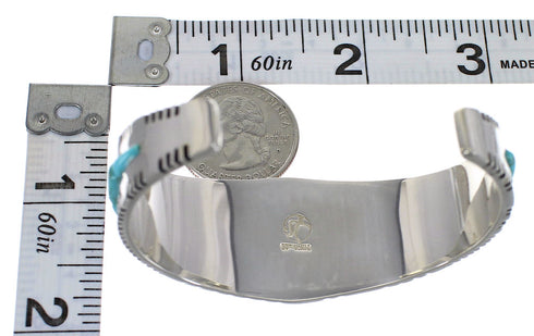 Authentic Sterling Silver Turquoise Sturdy Cuff Bracelet VX63739