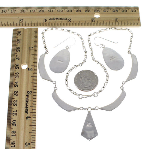 Southwest Multicolor Sterling Silver Link Necklace Set WX71742