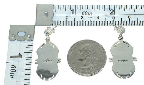 Southwest Sterling Silver Post Dangle Multicolor Earrings MX64417