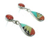 Tear Drop Sterling Silver Multicolor Southwest Post Dangle Earrings MX64503