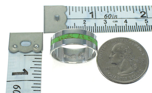 Southwest Gaspeite Authentic Sterling Silver Ring Size 7-3/4 RX63695