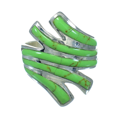 Genuine Sterling Silver And Gaspeite Inlay Ring Size 5-3/4 RX63714