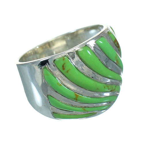Gaspeite Inlay Southwest Silver Ring Size 6 QX81344