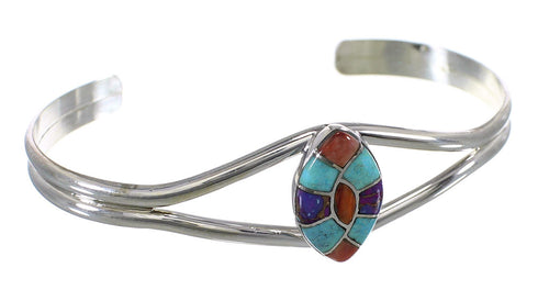 Sterling Silver Multicolor Southwest Cuff Bracelet VX63841