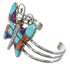 Multicolor Inlay And Genuine Sterling Silver Butterfly Cuff Bracelet VX63879