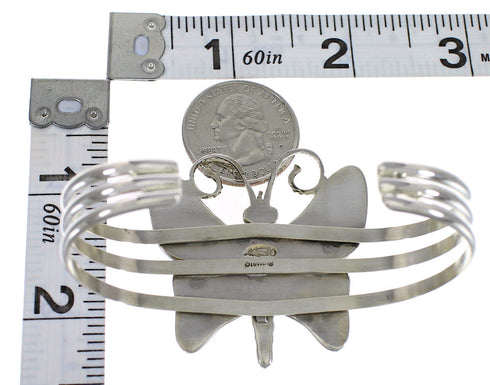 Multicolor Inlay And Genuine Sterling Silver Butterfly Cuff Bracelet VX63879