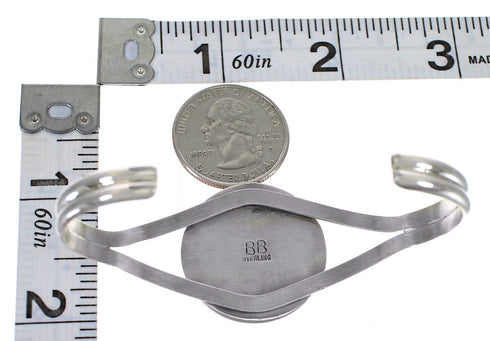 Southwest Sterling Silver Multicolor Native American Design Cuff Bracelet VX63909