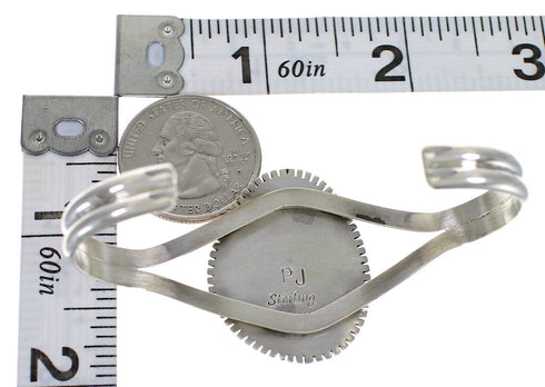 Genuine Sterling Silver And Multicolor Inlay Native American Village Design Cuff Bracelet VX63925