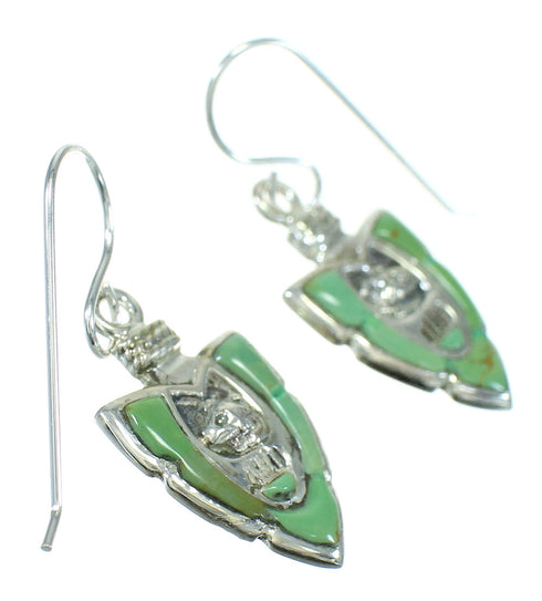 Turquoise Silver Bear And Arrowhead Southwestern Hook Dangle Earrings AX78673