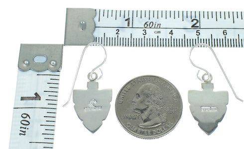 Turquoise Silver Bear And Arrowhead Southwestern Hook Dangle Earrings AX78673