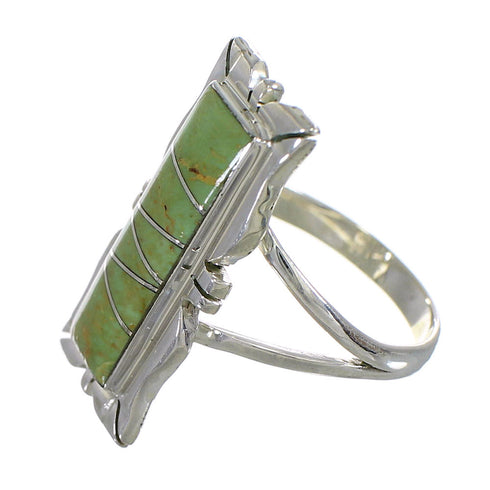 Silver And Turquoise Southwestern Ring Size 8-1/4 YX80011