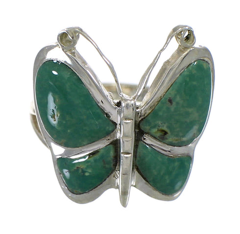 Sterling Silver And Turquoise Southwestern Butterfly Ring Size 4-1/2 YX80117