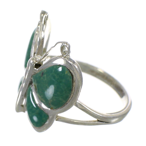 Sterling Silver And Turquoise Southwestern Butterfly Ring Size 4-1/2 YX80117