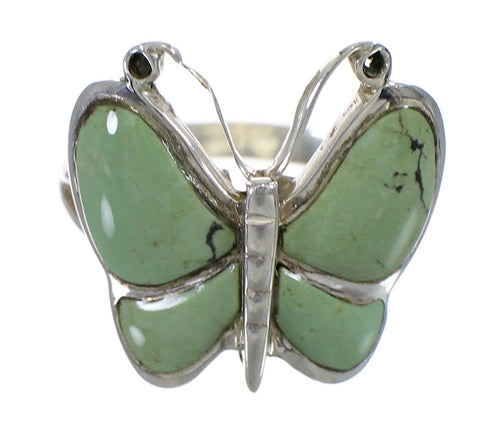 Turquoise And Sterling Silver Southwest Butterfly Ring Size 6-1/4 YX80146