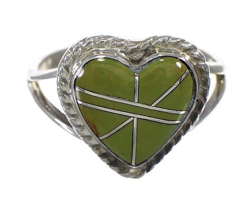 Southwestern Sterling Silver Turquoise Heart Ring Size 6 YX80227