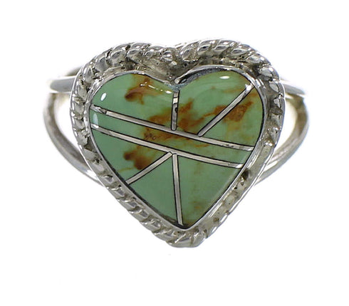 Southwestern Sterling Silver And Turquoise Heart Ring Size 4-1/2 YX80234