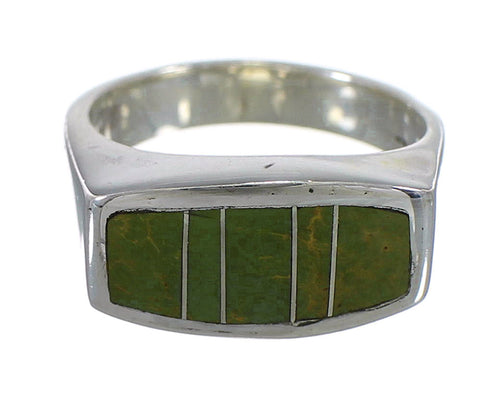 Southwestern Turquoise Inlay Silver Ring Size 5-1/4 YX80347