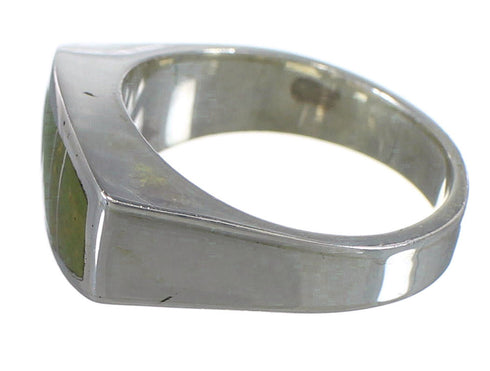 Southwestern Turquoise Inlay Silver Ring Size 5-1/4 YX80347
