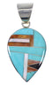 Sterling Silver And Multicolor Tear Drop Southwest Pendant VX64481