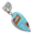 Sterling Silver And Multicolor Tear Drop Southwest Pendant VX64481