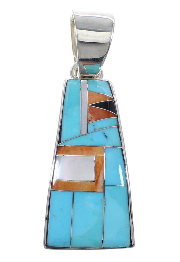 Sterling Silver And Multicolor Inlay Southwest Pendant VX64486