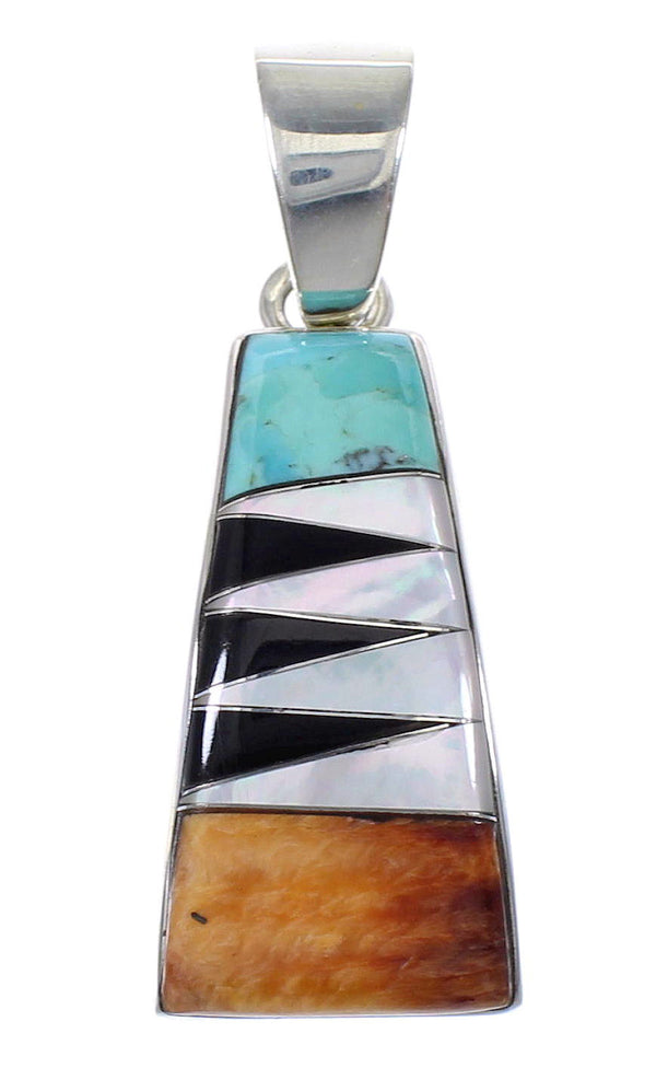 Southwest Sterling Silver And Multicolor Inlay Pendant VX64489