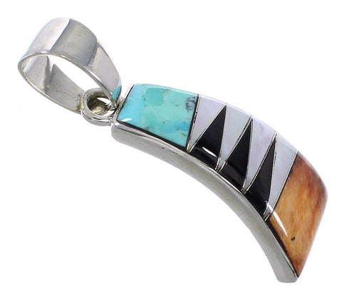 Southwest Sterling Silver And Multicolor Inlay Pendant VX64489