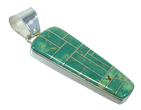 Turquoise Inlay Authentic Sterling Silver Southwest Pendant MX65189