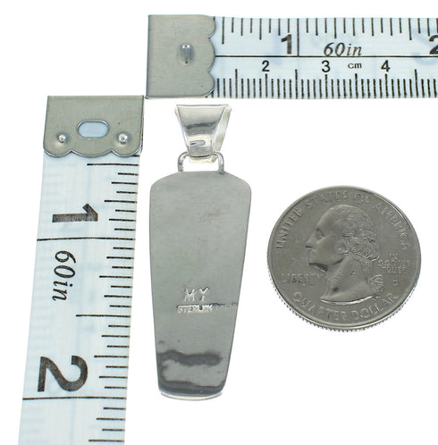 Turquoise Inlay Authentic Sterling Silver Southwest Pendant MX65189