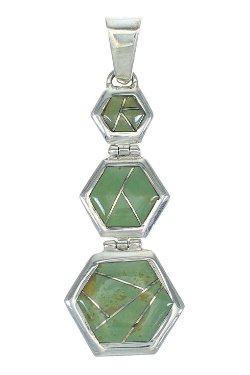 Southwest Turquoise Inlay Authentic Sterling Silver Jewelry Pendant MX65255