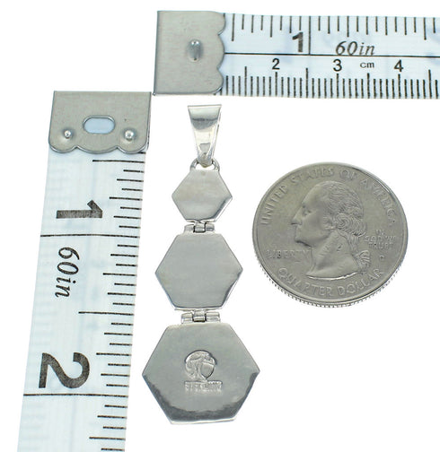 Southwest Turquoise Inlay Authentic Sterling Silver Jewelry Pendant MX65255