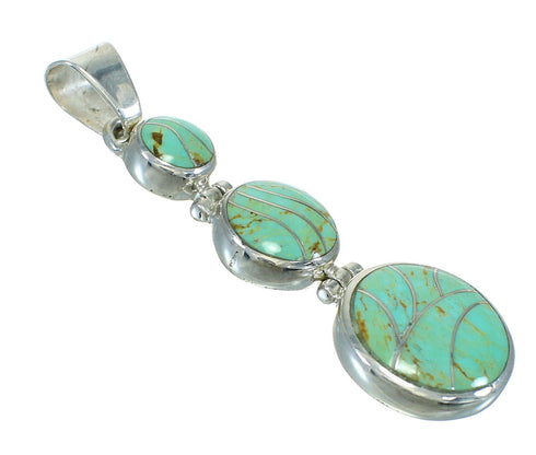 Authentic Sterling Silver Turquoise Inlay Southwest Pendant MX65264