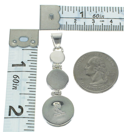 Southwest Turquoise Inlay Authentic Sterling Silver Jewelry Pendant MX65269