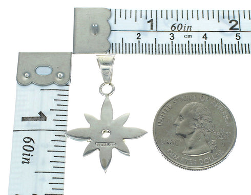 Sterling Silver Flower Turquoise Inlay Pendant MX65361
