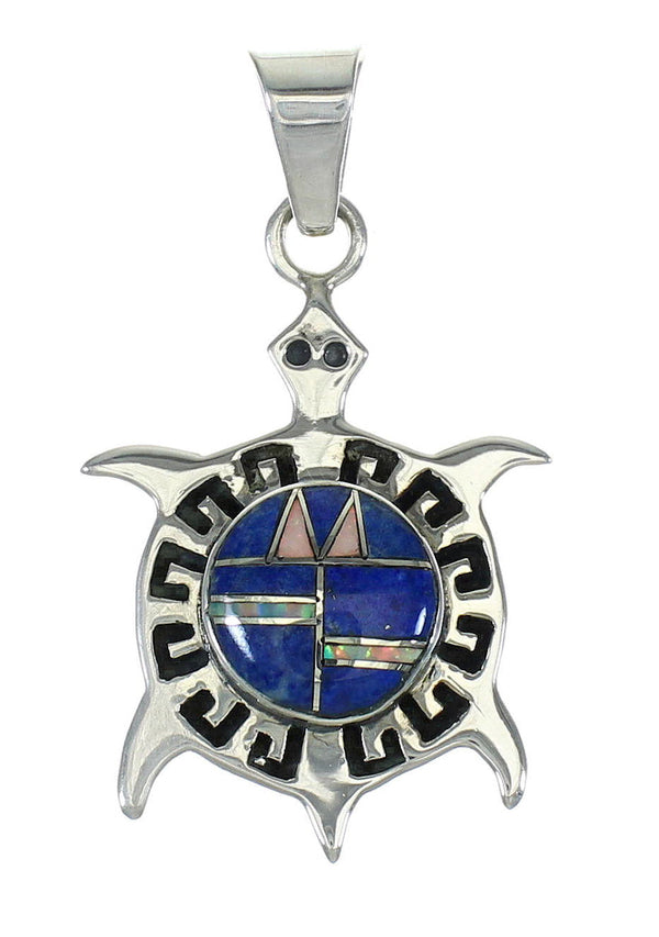 Turtle Lapis Opal Southwest Sterling Silver Pendant MX64060