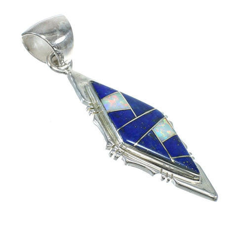 Sterling Silver Southwest Opal And Lapis Inlay Pendant MX64063