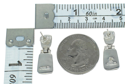 Opal And Turquoise Genuine Sterling Silver Post Dangle Earrings MX65127