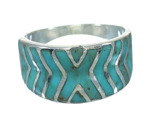 Silver And Turquoise Southwestern Ring Size 6-3/4 YX79213