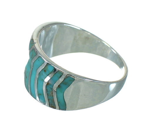 Silver And Turquoise Southwestern Ring Size 6-3/4 YX79213