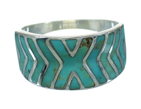 Southwest Turquoise Sterling Silver Ring Size 7-1/2 YX79257