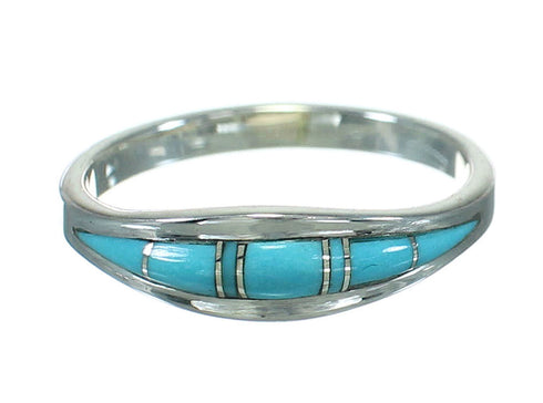 Silver Southwestern Turquoise Inlay Ring Size 5-3/4 WX79472