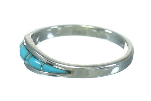 Silver Southwestern Turquoise Inlay Ring Size 5-3/4 WX79472
