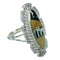 Native American Village Design Multicolor Inlay Silver Ring Size 8 AX79235