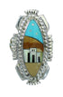 Silver Multicolor Native American Pueblo Design Southwest Ring Size 7 AX79274