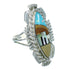Southwest Silver Multicolor Native American Pueblo Design Ring Size 6-1/2 AX79276