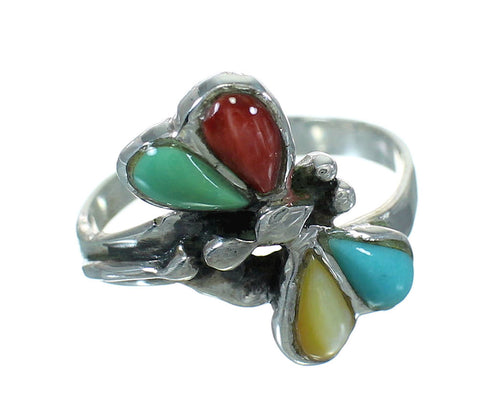 Genuine Sterling Silver Multicolor Dragonfly Ring Size 7 AX79312